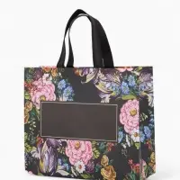 Сумка для покупок Цветы, 32*10*26. отд без молнии, черный