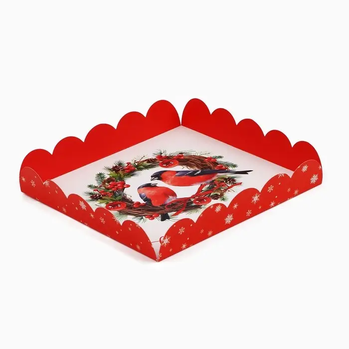 Коробка для кондитерских изделий с пластиковой крышкой &laquo;С Новым годом&raquo;, 18 х 3 см