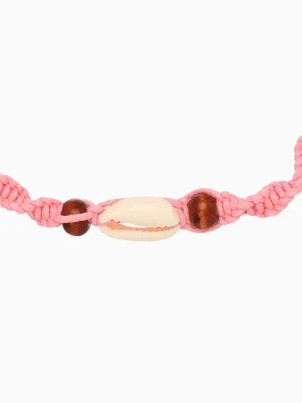 Браслет на ногу (анклет) "Пляжный" длина 18 см, цв. розовый