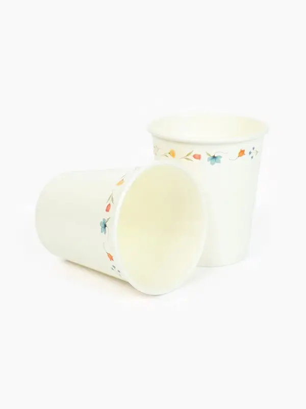 Стакан одноразовый бумажный &laquo;Керамика с цветами&raquo;, белый, 250 мл