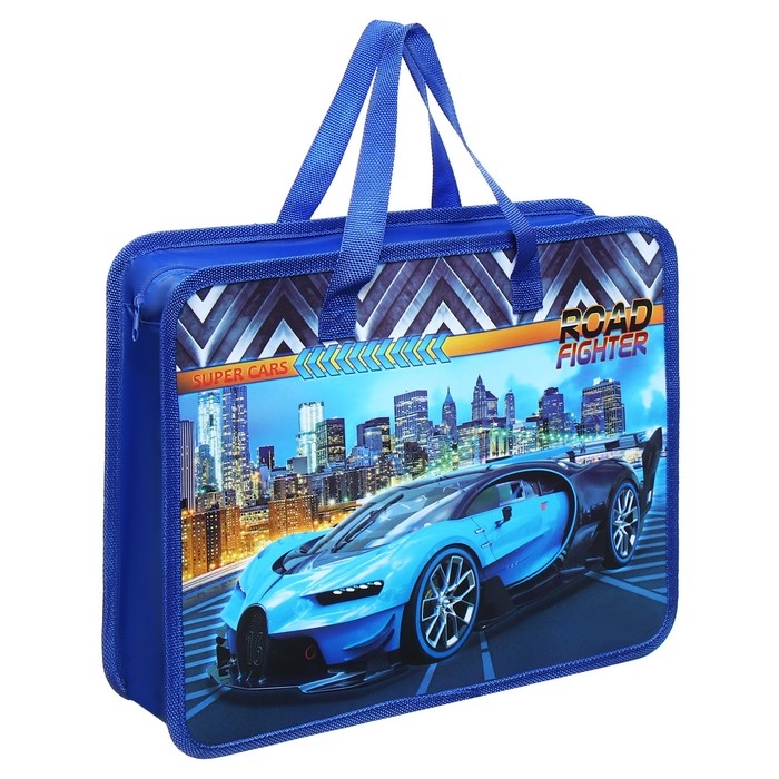 Папка с ручками пластиковая А4 Calligrata "Машина синяя", 32,2х25,6х7 см,