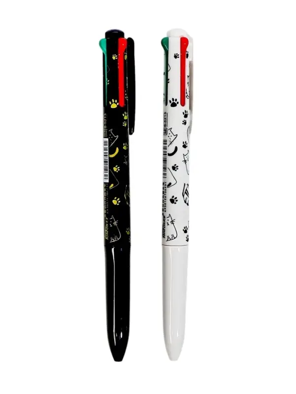 Ручка шариковая многоцветная, автоматическая 4 цвета, корпус с рисунком, МИКС