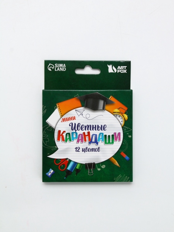 Цветные карандаши, пластик шестигранные 12цв мини ArtFox "Школа"