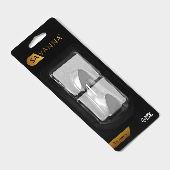 Крючки самоклеящиеся SAVANNA &laquo;Квадрат&raquo;, 2 шт, металл, 3,8&times;3,5&times;1,5 см, хромированные