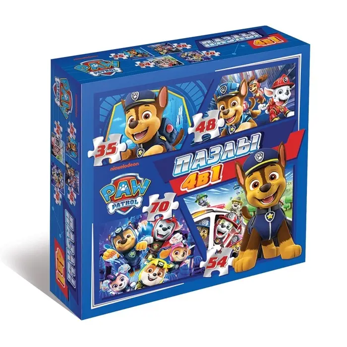 Пазлы 4 в 1, 35, 48, 54, 70 деталей, Щенячий партуль