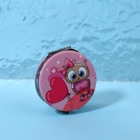 Зеркало складное &laquo;Совята&raquo;, d = 6 см, искусственная кожа, цвет розовый