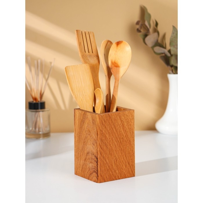 Подставка для столовых приборов Adelica, 12&times;8&times;8 см, дуб