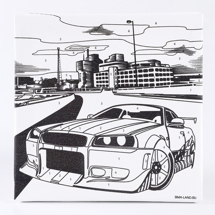 Картина по номерам для детей &laquo;Тачка в мегаполисе&raquo;, 15 х 15 см