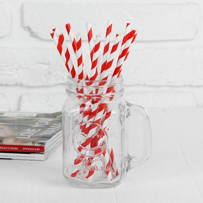 Трубочки для коктейля &laquo;Спираль&raquo;, набор 25 шт., цвет красный
