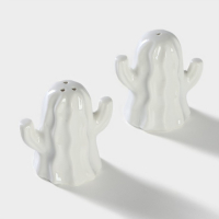 Набор фарфоровый для специй на бамбуковой подставке BellaTenero &laquo;Кактусы&raquo;, 2 предмета: солонка 75 мл, перечница 75 мл, цвет белый