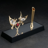 Ручка на подставке &laquo;Голуби&raquo;, 16&times;6&times;19 см, с кристаллами