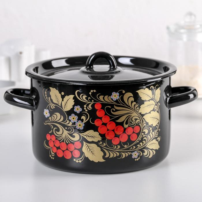 Кастрюля эмалированная, 2,9 л, цвет МИКС