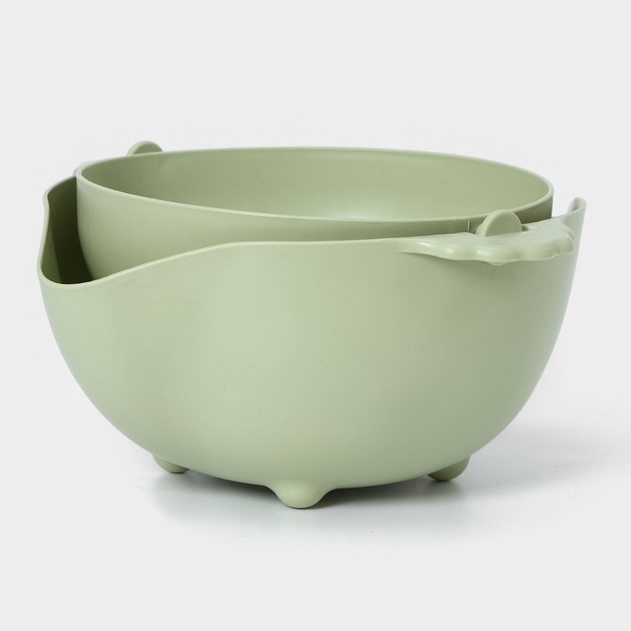 Дуршлаг кухонный с поддоном, 25&times;11,5 см, цвет МИКС