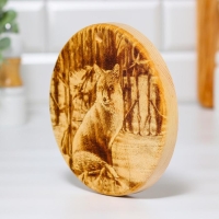 Доска из массива кедра &laquo;Лиса&raquo;, круглая, 18 &times; 18 см
