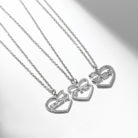 Кулоны &laquo;Неразлучники&raquo; best friends, трио, цвет серебро, 40 см