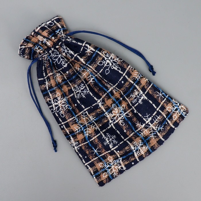Мешочек подарочный холща &laquo;Новогодняя пора&raquo;, снежинки, 16 х 24 см +/- 1.5 см, Новый год