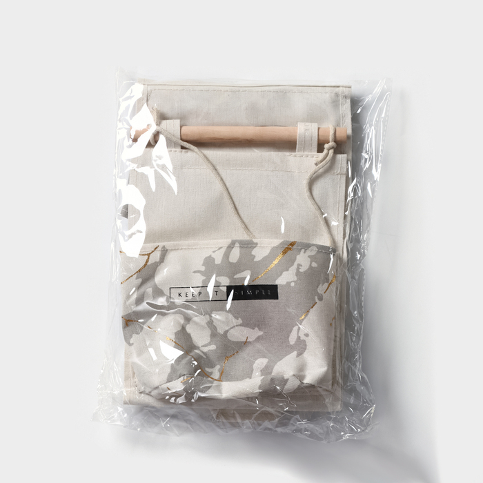 Органайзер подвесной с карманами Доляна &laquo;Мрамор&raquo;, 3 отделения, 20&times;58 см, цвет бежевый