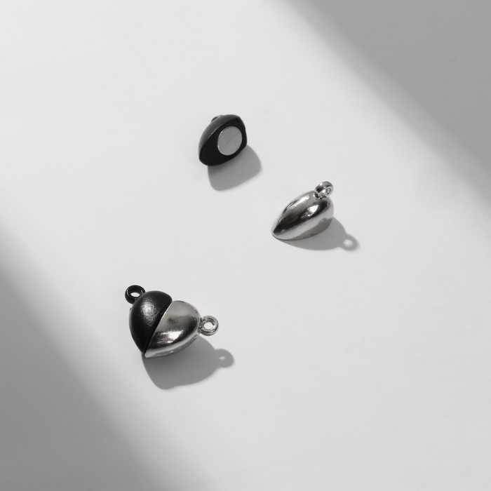 Замок магнитный &laquo;Сердечко&raquo; (набор 2 шт.), цвет серебристо-чёрный