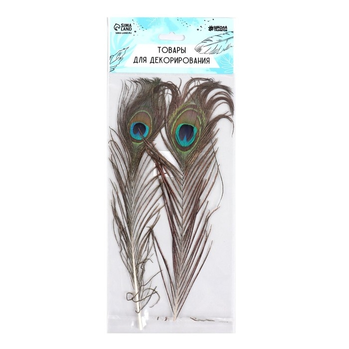 Набор перьев павлина для декора 2 шт.