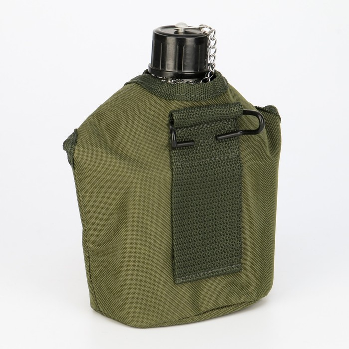Фляжка армейская походная "Аdventure" 0,8 л для воды, с котелком, металл, зелёный чехол