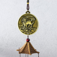 Музыка ветра металл "Китайская монета Инь-ян" 7 колокольчиков 47х6 см
