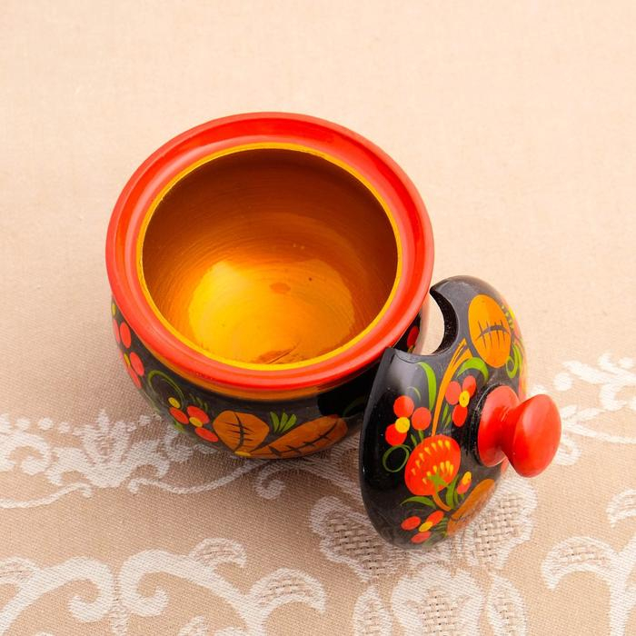 Сахарница &laquo;Ягодка&raquo;, малая, 9&times;9 см, хохлома