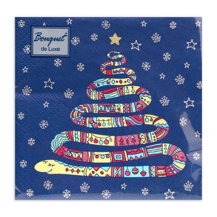 Новогодние салфетки бумажные Bouquet de Luxe &laquo;Год змеи&raquo;, 3 слоя, 24х24 см, 25 шт.