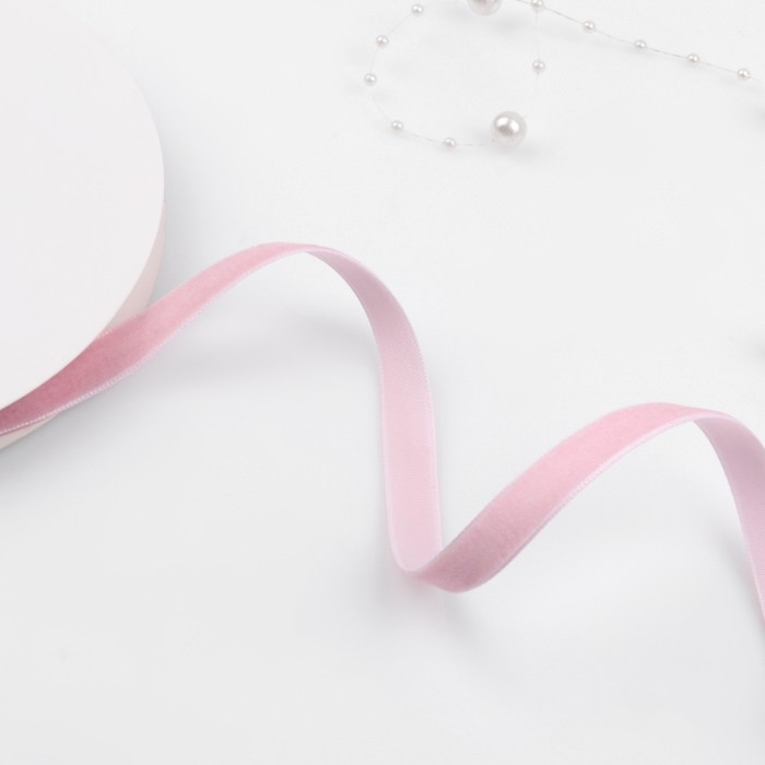 Лента бархатная, 10 мм, 18 &plusmn; 1 м, цвет розовый №08