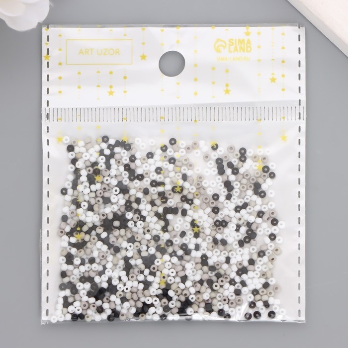 Бисер стекло 11/0 "Матовый. Меланж чёрно-белый" 10 гр