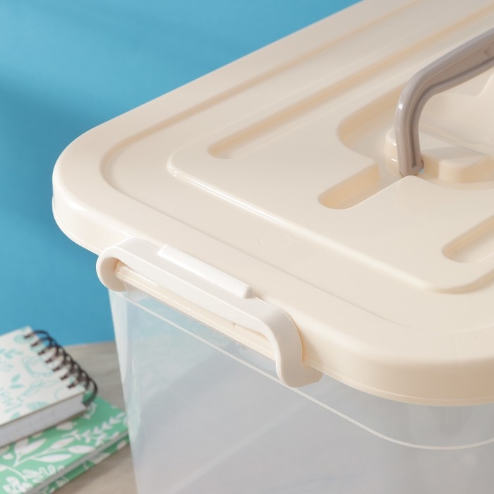 Контейнер для хранения с крышкой Доляна, 10 л, 35,5&times;23,5&times;19 см, цвет бежевый