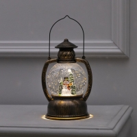 Светодиодная фигура &laquo;Фонарь со снеговиком&raquo; 13 &times; 19 &times; 11 см, пластик, батарейки ААх3 (не в комплекте), USB, свечение тёплое белое