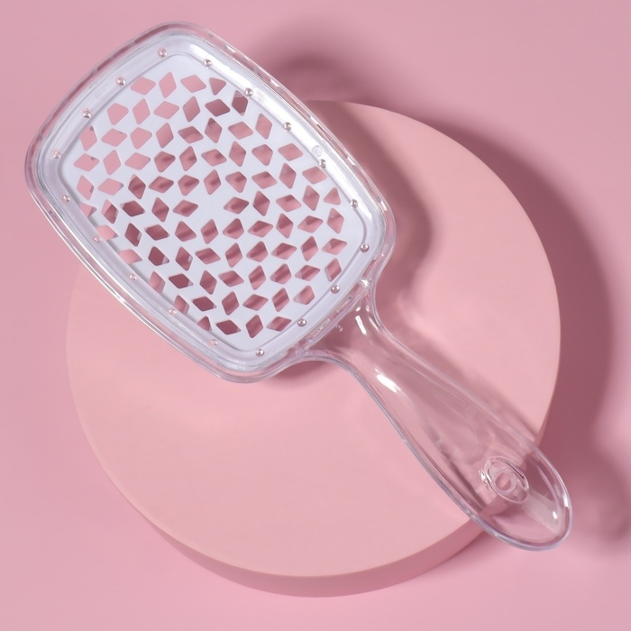 Расчёска массажная, широкая, вентилируемая, 8,5 &times; 20,5 см, PVC коробка, цвет прозрачный