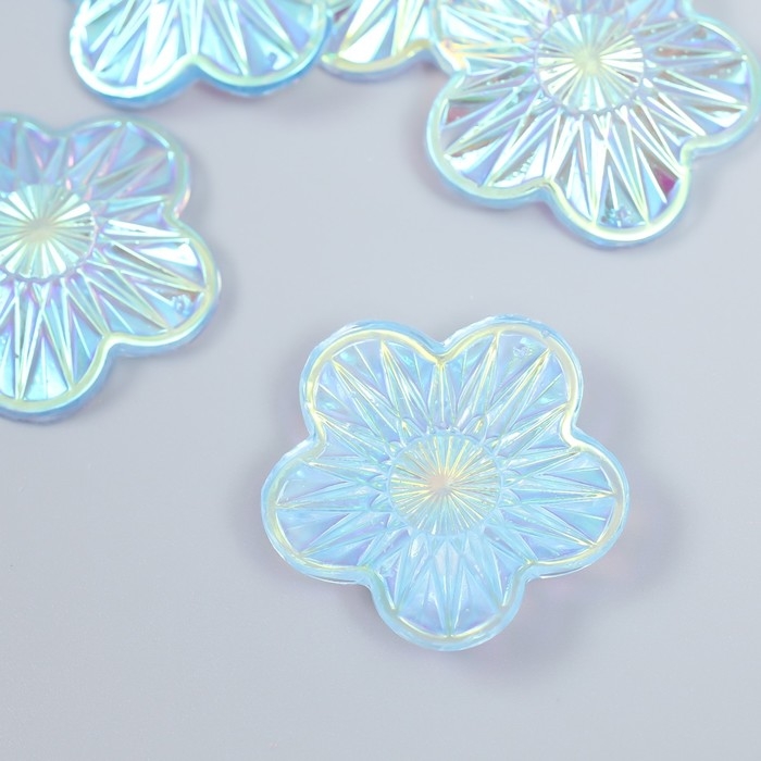 Декор для творчества пластик "Цветок" голография перламутр набор 6 шт 3,5х3,5 см