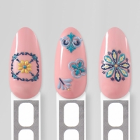 Наклейки для ногтей &laquo;Витраж&raquo;, объёмные, цвет голубой/жёлтый/зелёный