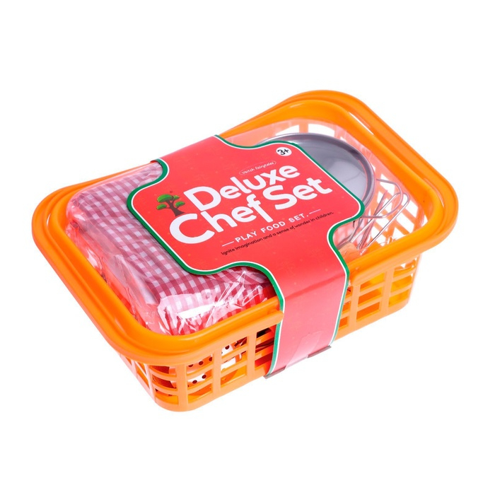 Набор металлической посудки &laquo;Супер Шеф&raquo;, с фартуком и колпаком, в корзинке, МИКС