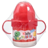 Поильник детский с твёрдым носиком &laquo;Kids подарок&raquo;, 140 мл., с ручками, цвет красный