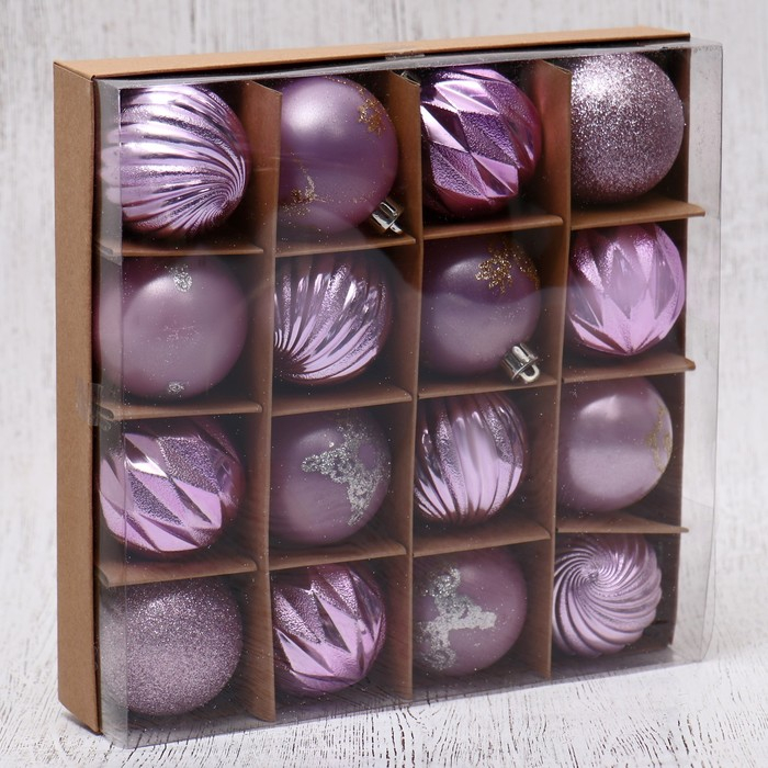 Набор шаров пластик d-6 см, 16 шт "Патрис полоски"