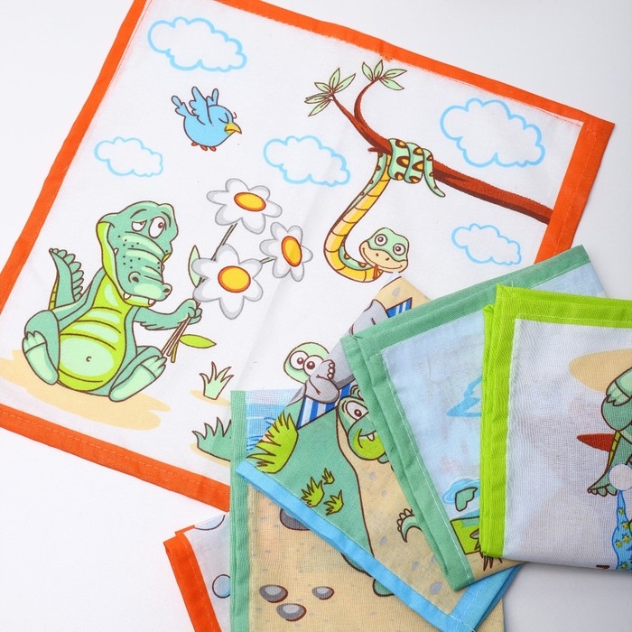 Платок носовой детский 28х28см, 6шт, рис 29148, МИКС, ситец 100г/м, хл100%