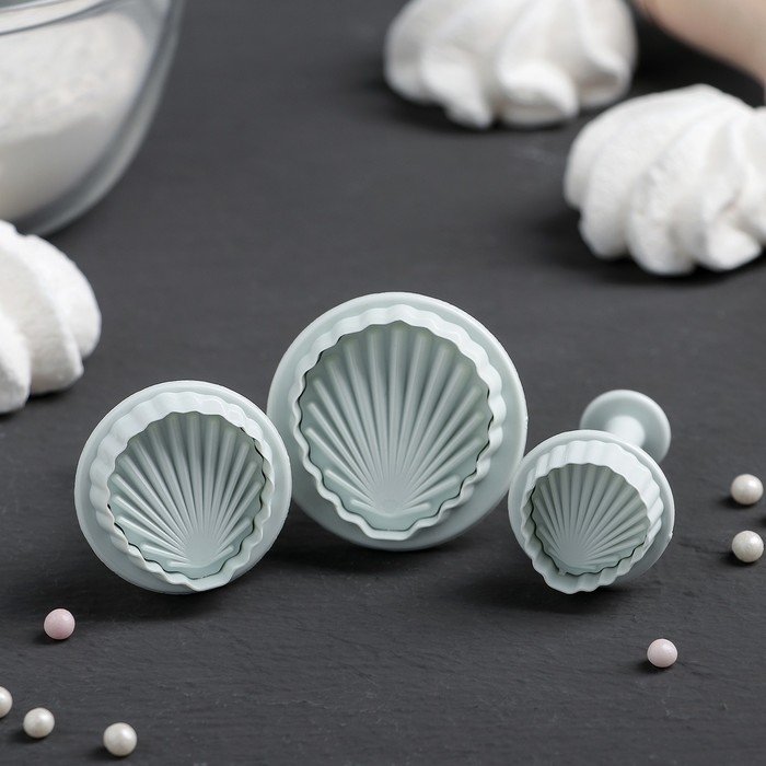 Набор плунжеров кондитерских Доляна &laquo;Морские ракушки&raquo;, 3 шт, d=2,8/3,6/4,5 см, h=5 см