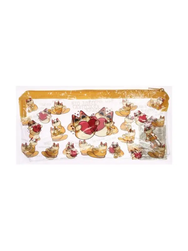 Пенал  мягкий 1 отд. плоский 95*205 Calligrata ПВХ "Кто здесь красотка?" Котики