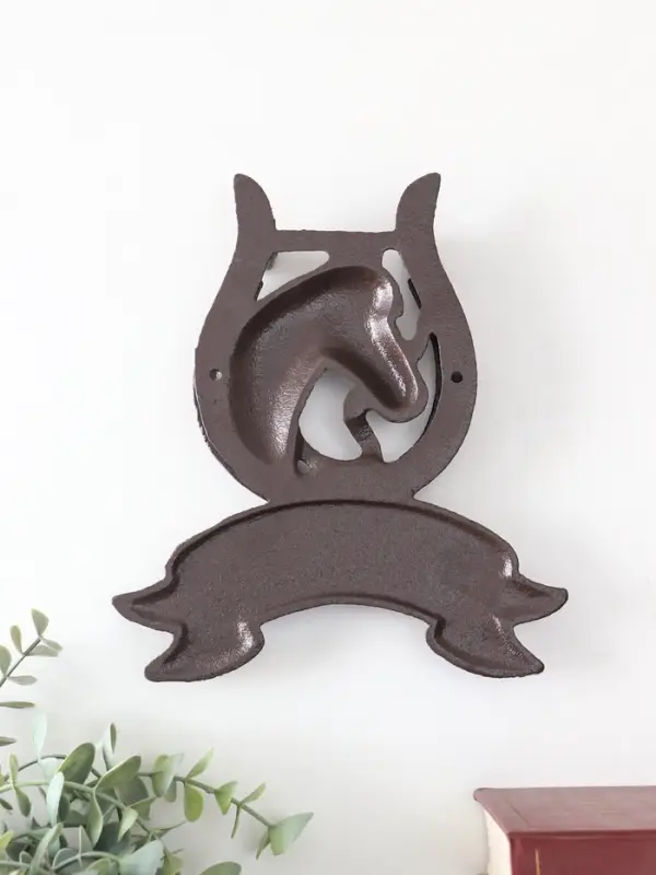 Дверной молоток чугун "Конь в подкове - Welcome" 18х2х21 см