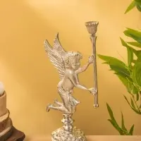Подсвченик "Ангел мира с факелом" алюминий 35 см