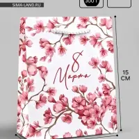 Пакет подарочный ламинированный &laquo;8 марта&raquo;, S 12 х 15 х 5.5 см