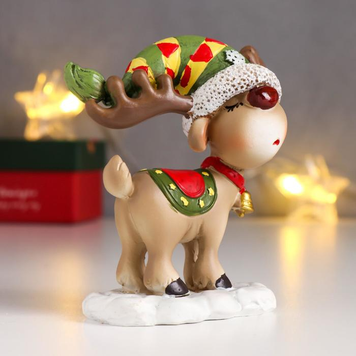 Сувенир полистоун "Лосик в колпаке сползающим на глаза" МИКС 11х5,5х11 см