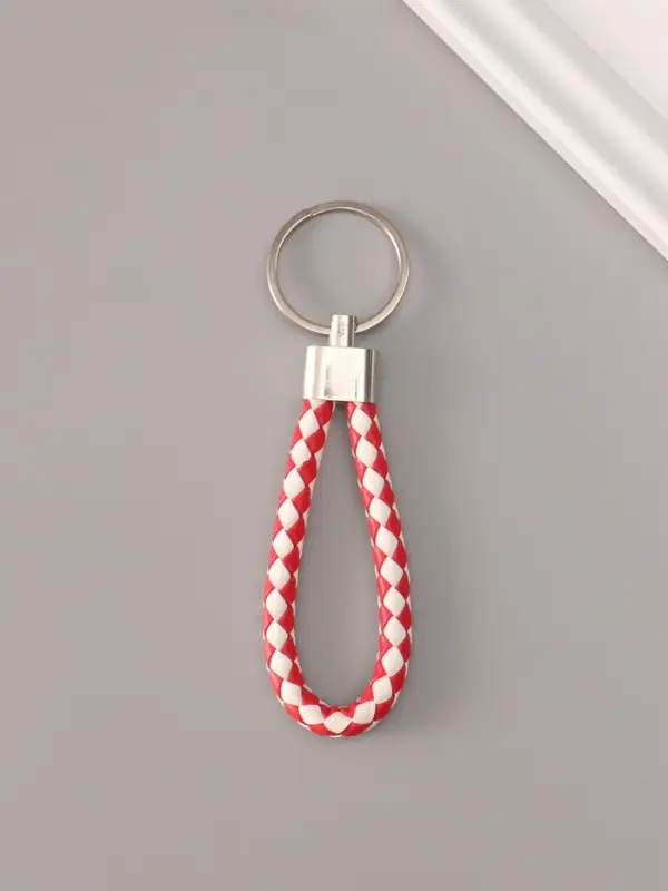 Брелок металл кожзам "Ремешок плетёнка" МИКС 8 см