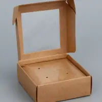 Коробка для бижутерии с PVC окном 8&times;8&times;3 см, крафт
