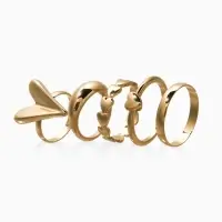 Набор колец 5 шт "Новый стиль" сердечки, размер МИКС, цвет золото