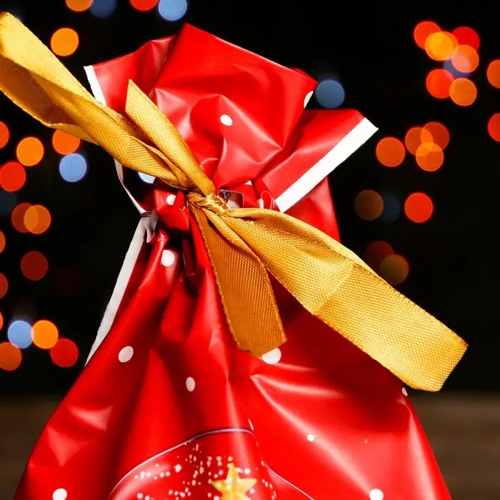 Пакет полиэтиленовый подарочный &laquo;Новогодний шар&raquo;, с завязками, 15&times;23 см