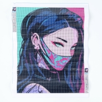 Алмазная мозаика с полным заполнением на холсте &laquo;Девушка неон&raquo;, 30 х 40 см