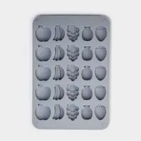 Форма для мармелада Доляна &laquo;Фрукты&raquo;, силикон, 21,3&times;14,4&times;1,5 см, 25 ячеек (3&times;2 см), цвет серый